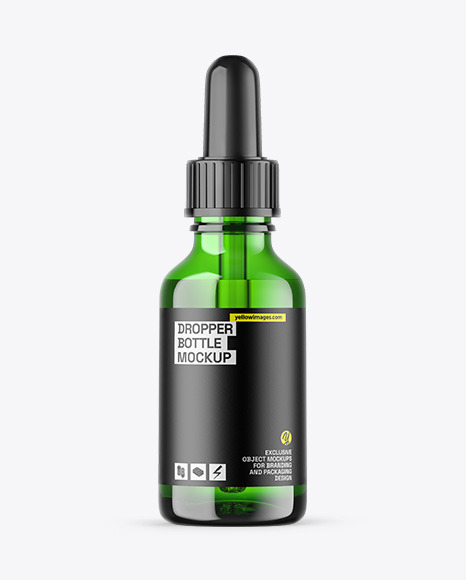 Green Glass Dropper Bottle Mockup - Label mockup bottle