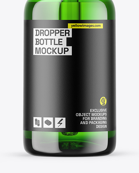 Green Glass Dropper Bottle Mockup