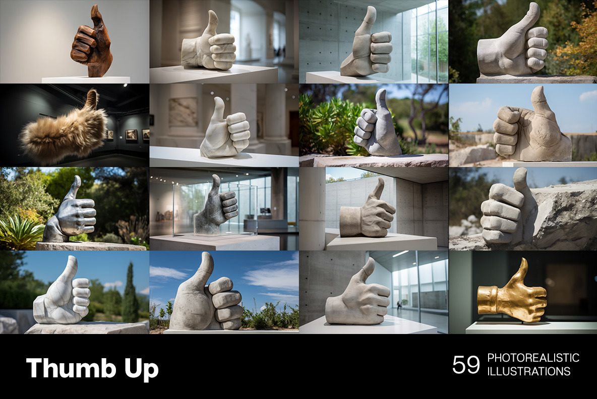 Thumb up sculptures