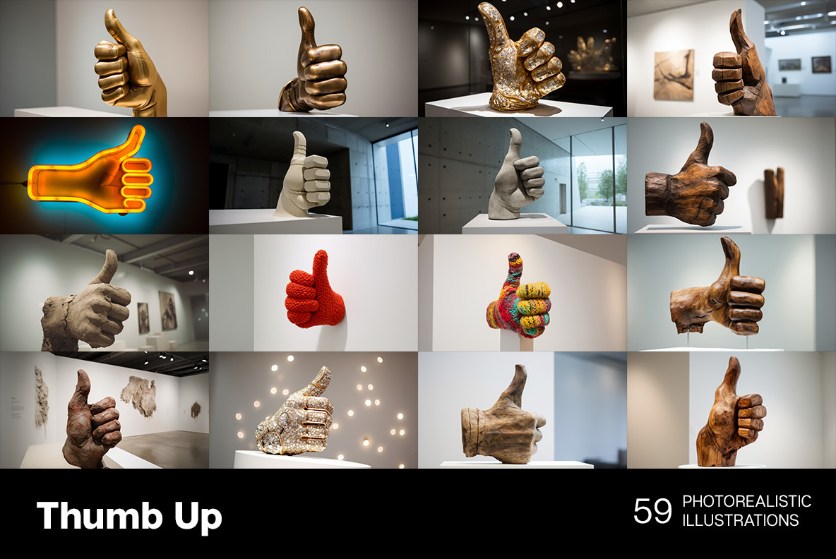 Thumb up sculptures