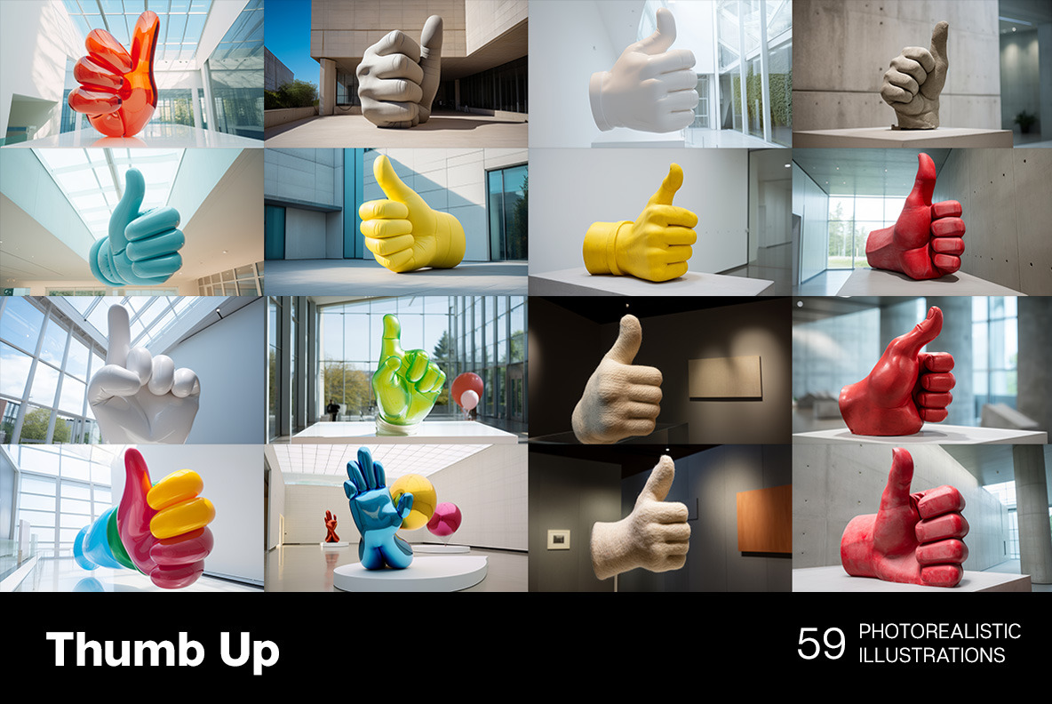 Thumb up sculptures