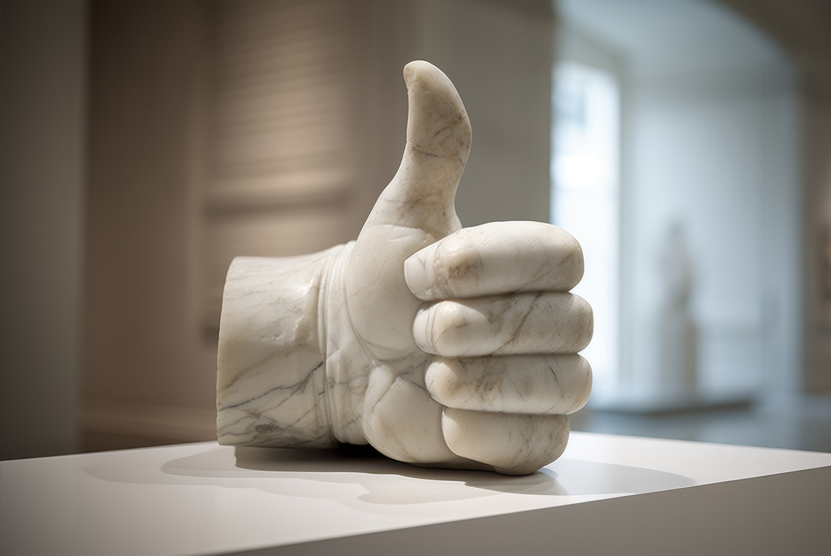 Thumb up sculptures