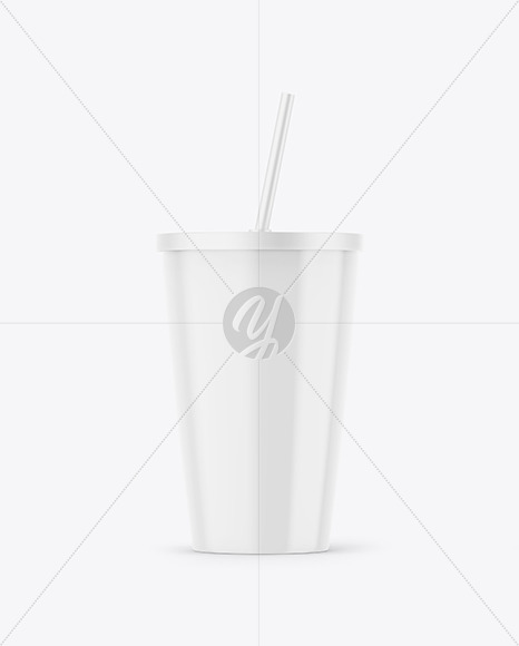 Glossy Cup With Straw Mockup