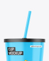 Glossy Cup With Straw Mockup