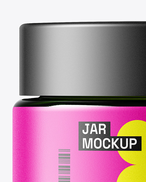 15ml Green Glass Jar Mockup