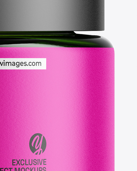 15ml Green Glass Jar Mockup