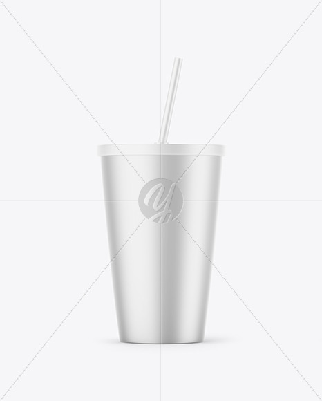 Metallic Cup With Straw Mockup