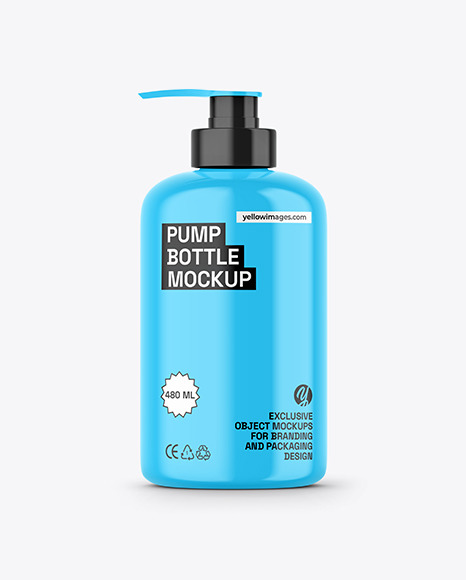 Glossy Cosmetic Bottle w/ Pump Mockup