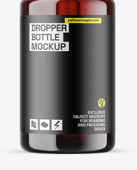 Dark Amber Glass Dropper Bottle Mockup