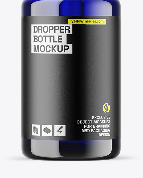 Blue Glass Dropper Bottle Mockup