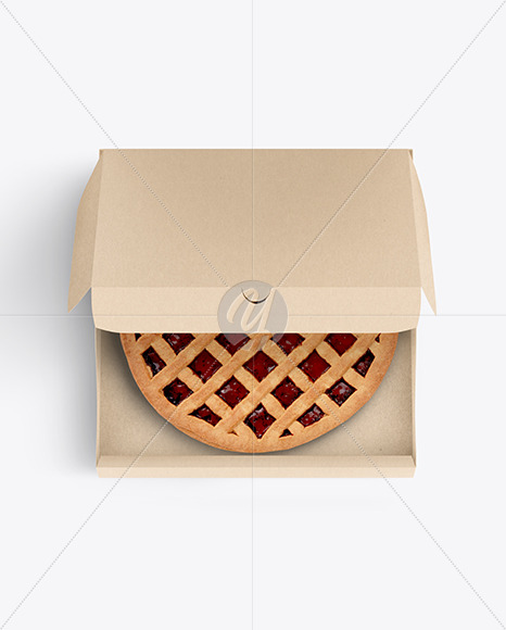 Half Open Kraft Box With Jam Pie Mockup