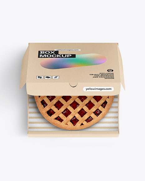 Half Open Kraft Box With Jam Pie Mockup