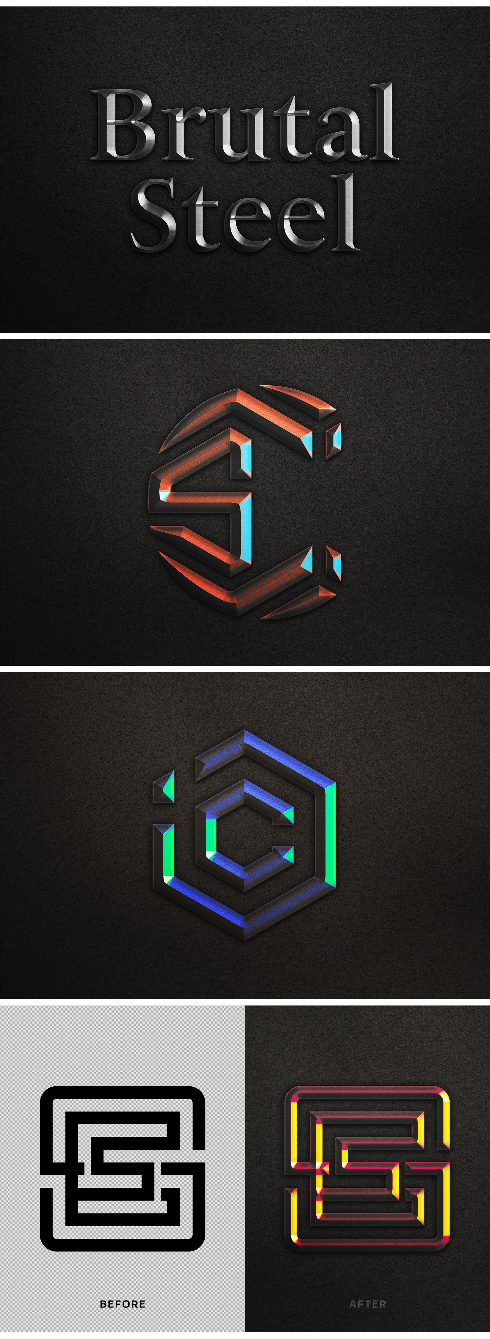 Brutal Steel Text & Logo Effect Brutal Steel Text & Logo Effect
