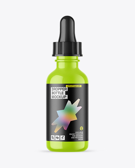 Glossy Dropper Bottle Mockup - Oil Tincture PSD Mockup