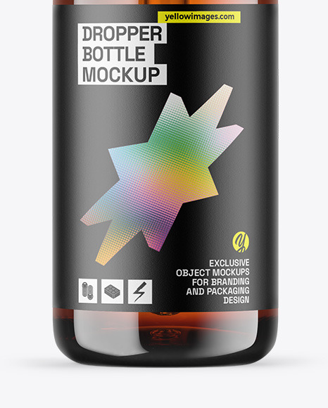 Amber Glass Dropper Bottle Mockup