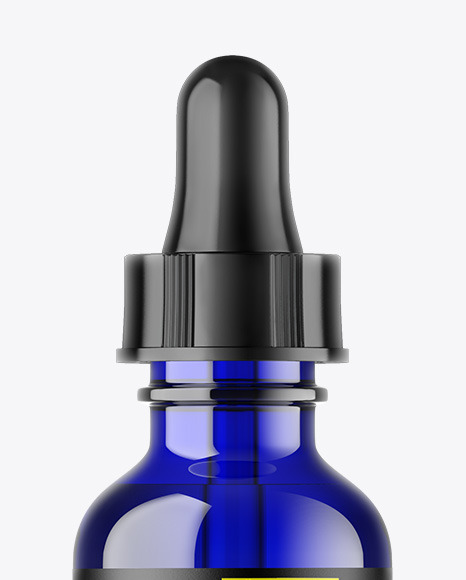Blue Glass Dropper Bottle Mockup
