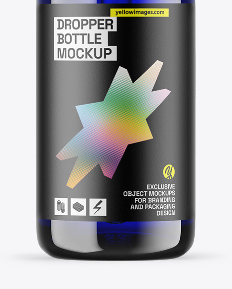 Blue Glass Dropper Bottle Mockup