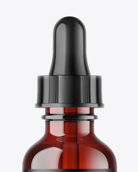 Dark Amber Glass Dropper Bottle Mockup