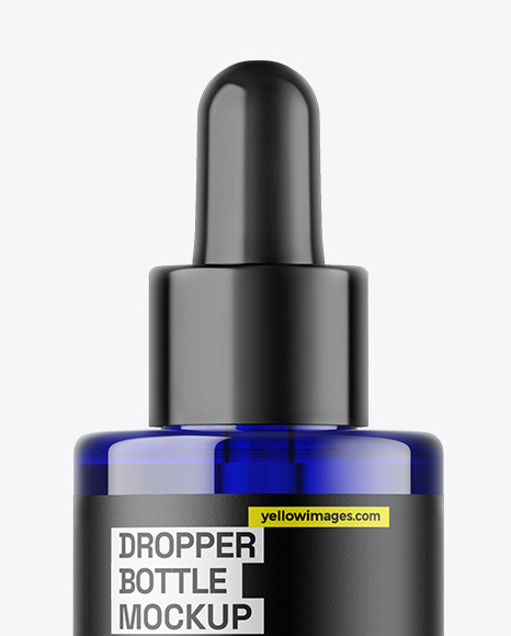 Blue Glass Dropper Bottle Mockup