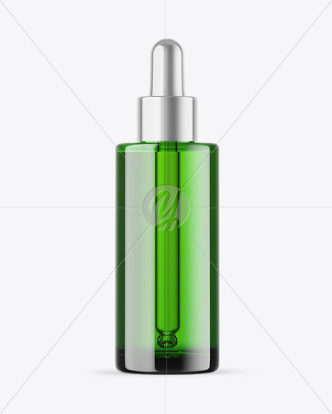 Green Glass Dropper Bottle Mockup