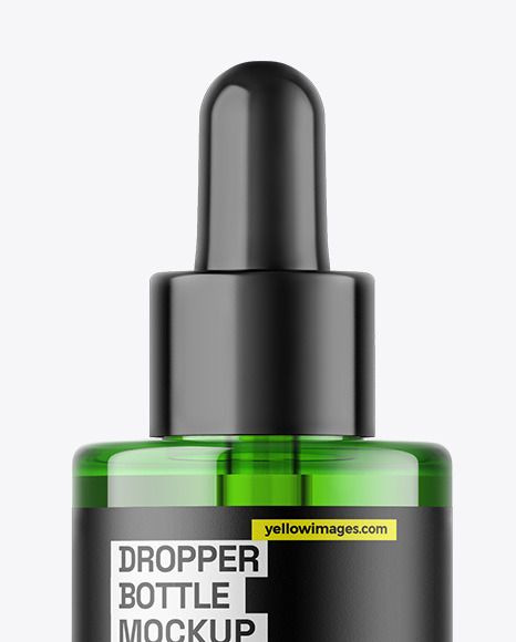 Green Glass Dropper Bottle Mockup