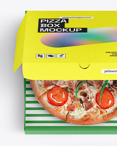 Half Open Kraft Box With Pizza Mockup