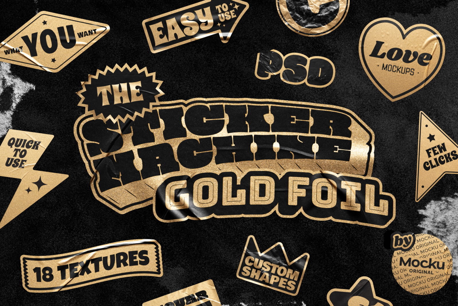 Sticker Mockup Machine - Gold Foil Sticker Mockup Machine - Gold Foil