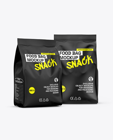 Two Matte Food Bag Mockup