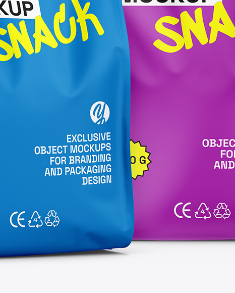 Two Matte Food Bag Mockup