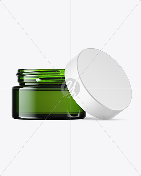 15ml Opened Green Glass Jar Mockup