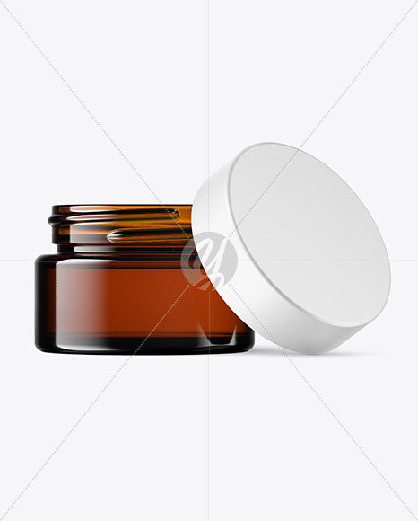 15ml Opened Amber Glass Jar Mockup