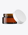 15ml Opened Amber Glass Jar Mockup