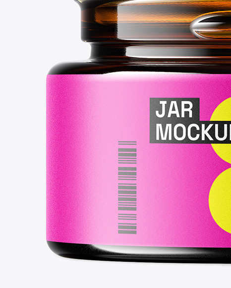 15ml Opened Amber Glass Jar Mockup