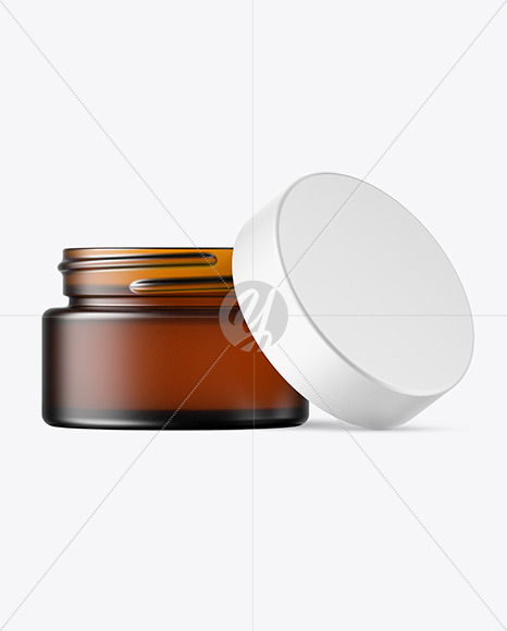 15ml Opened Frosted Amber Glass Jar Mockup