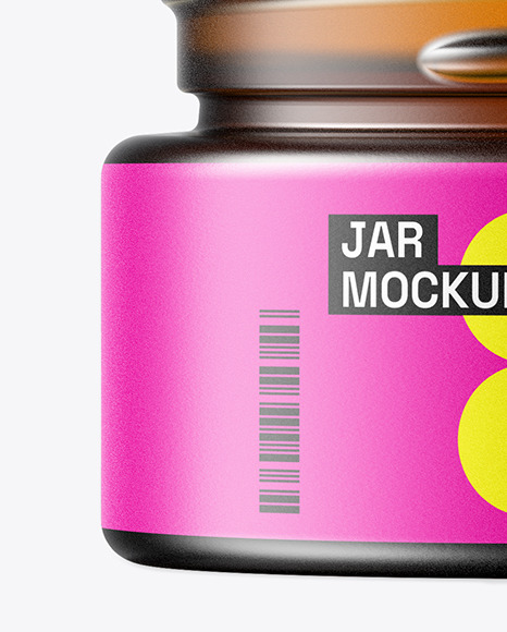 15ml Opened Frosted Amber Glass Jar Mockup