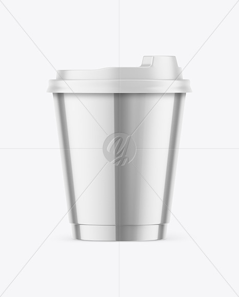 Glossy Metallic Coffee Cup Mockup