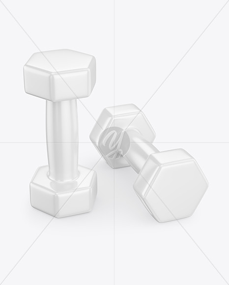 Two Glossy Dumbbells Mockup