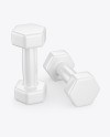 Two Glossy Dumbbells Mockup