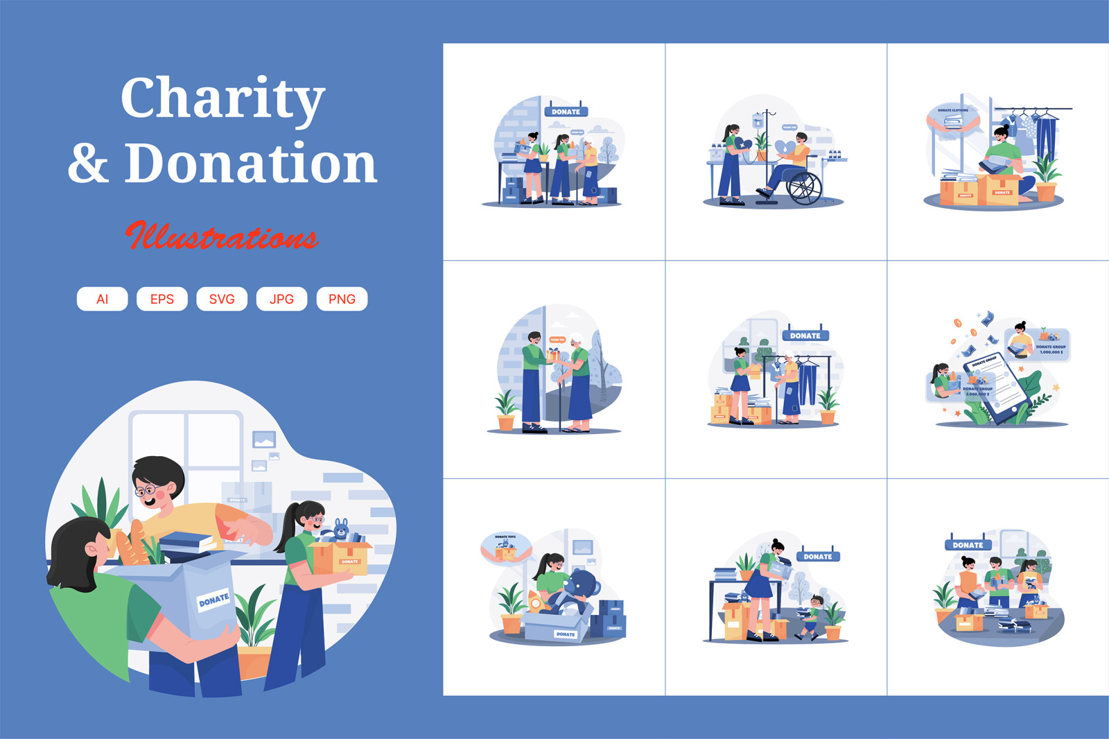 M671_Charity and Donation Illustration Pack M671_Charity and Donation Illustration Pack