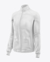 Women's Full-Zip Long Sleeve Jersey Mockup - Front Half Side View