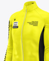 Women's Full-Zip Long Sleeve Jersey Mockup - Front Half Side View