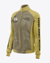 Women's Full-Zip Long Sleeve Jersey Mockup - Front Half Side View