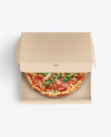 Half Open Kraft Box With Pizza Mockup