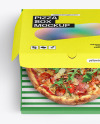 Half Open Kraft Box With Pizza Mockup