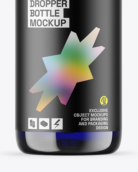 Blue Glass Dropper Bottle Mockup
