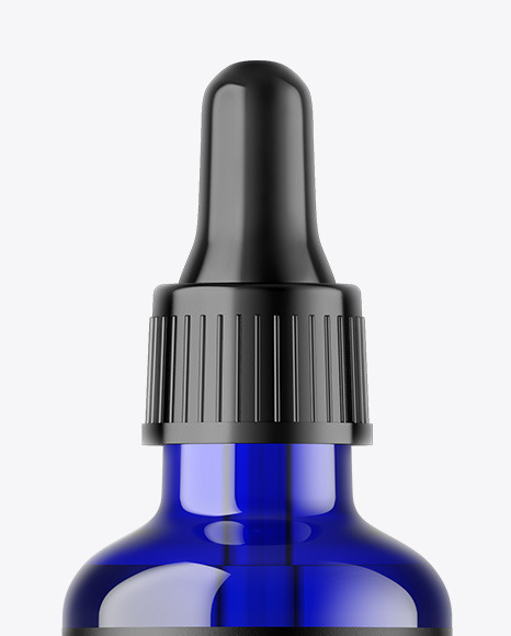 Blue Glass Dropper Bottle Mockup