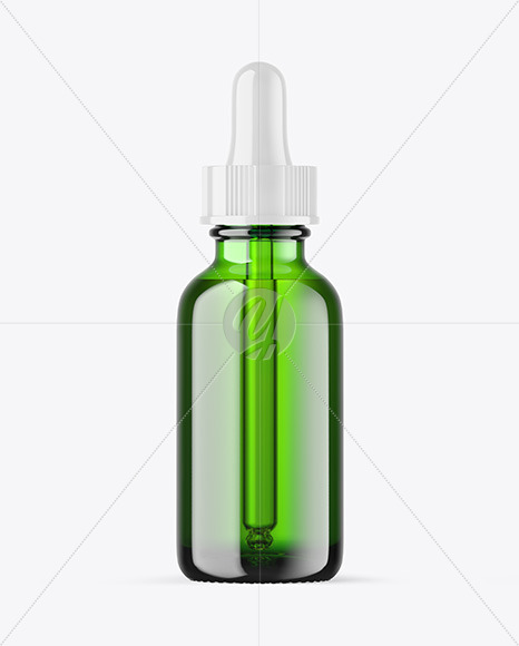 Green Glass Dropper Bottle Mockup