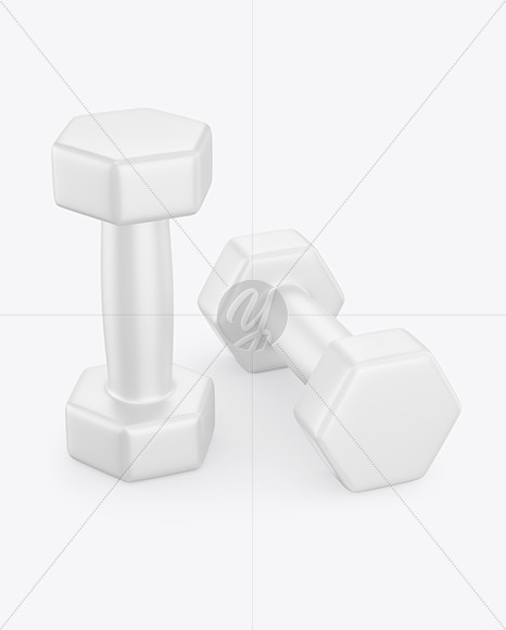 Two Matte Dumbbells Mockup