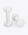 Two Matte Dumbbells Mockup