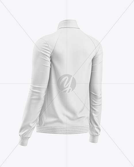 Women's Full-Zip Long Sleeve Jersey Mockup - Back Half Side View